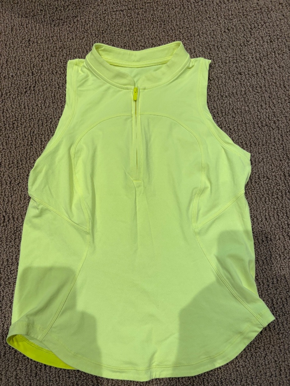 Lululemon bright yellow zip tank top size 6